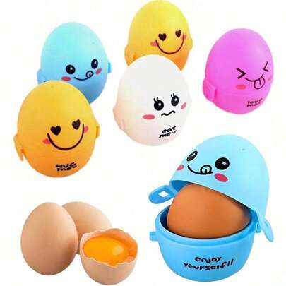 5pcs Portable Egg Holder Set, Outdoor Camping Egg Cup Rack, Cartoon Egg Box, Egg Transport Container, Egg Storage Box, Protective Egg Storage Container For Outdoor Travel And Hiking
