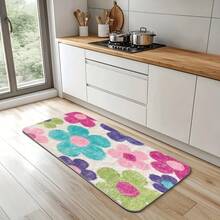 1 pièce Tapis décoratif de salle de bain à motif floral coloré, tapis doux et mignon, tapis de salle de bain, petit tapis, paillasson d'accueil, tapis, paillasson, tapis de cuisine, décoration d'intérieur, paillasson d'entrée, petit tapis de zone, paillasson d'extérieur, décoration d'intérieur, tapis de zone, tapis de jardin, tapis lavable