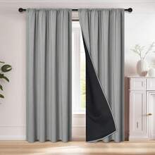 Blackout Solid Color Curtains With Sun Protection And Heat Insulation Layer, Rod Pocket Design, Suitable For Living Room, Bedroom, Kitchen, Bathroom, Home Decor, Excellent Light Blocking Performance, Suitable For Small Windows And Floor-To-Ceiling Windows - Multicolor - View 7