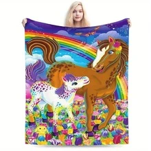 1pc Whimsical Unicorn & Cheetah Print,Colorful And Cute Animals Fleece Blanket - Soft, Lightweight & Durable Flannel Throw With Vibrant Rainbow Colors, 280gsm For Him And Her, Perfect For Naps, Camping, Travel, Home, Daily, Office Decoration, Birthdays Anniversary, Valentine's Day, Thanksgiving Day, Christmas, Halloween, Mother's Day, Father's Day, Wedding, New Year Gifts, Personalized Ideal Gifts For Her, Him, Family, Boyfriend, Girlfriend, Father, Family, Mother, Lover, Daughter, Son, Grandpa, Grandma, Friend, Classmate, Pet. Sofa,Bed,Car,Bedroom,Living Room,Office,  Outdoor Camping, Beach,Wall Decoration - Nhiều màu 10 - Xem 1