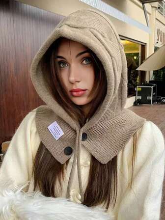 1顶女士纯色抓绒拉法帽，保暖防风护耳加厚针织帽，休闲优雅复古街头时尚百搭针织帽，适合户外、滑雪、骑行、旅行、聚会、日常佩戴