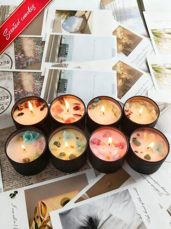 1 pieza Vela perfumada en lata, vela de decoración del hogar, 70g, cera de soja premium, larga duración, fragancia terapéutica, opciones de aroma: lirio/jazmín/manzana/uva/canela/haba tonka/menta/lavanda, vela para celebración de fiestas, Año Nuevo, Día de San Valentín, Acción de Gracias