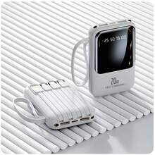 20,000mAh 5V2A Mini Portable Fast Charger, High Capacity Multifunctional Phone Charger, 4-In-1 Detachable Cable, Ultra Bright LED Lights, Essential Travel Battery, Smart Digital Display, USB-C - White - View 8