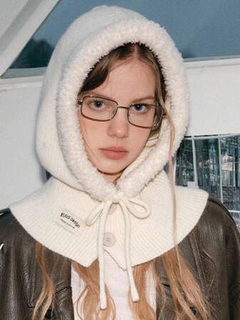 欧式针织抽绳帽，保暖护耳滑雪帽，女士套头帽，秋冬款