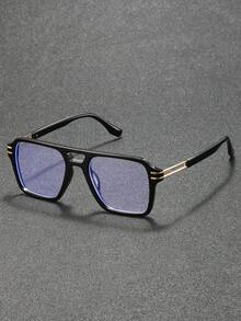 1副男士个性化韩版飞行员框透明眼镜，适合日常生活、户外旅行、街头摄影、驾驶、钓鱼、办公、阅读等场合佩戴。