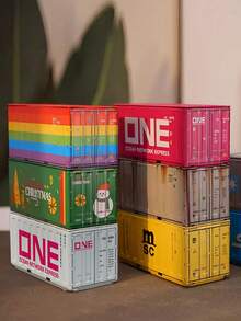 1 Piece, Container Storage Box, Metal Mini Model Display Box, Mini Model Decoration Storage, Collection Display Box, Elegant Storage Box, Suitable For Home Organization, Suitable For Home Storage And Industrial Style Containers (Some Products Do Not Have Patterns) - Multicolor - View 10