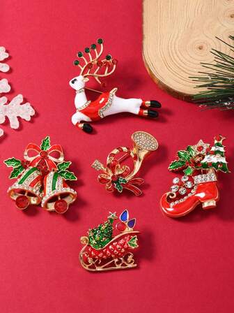 1 pieza Broche de fiesta navideña, broche navideño, artículo de moda de insignia atmosférica, artesanía de esmalte creativa, accesorio de decoración de ropa pequeño y dulce, pequeño regalo para ella, él, ellos