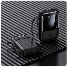 20,000mAh 5V2A Mini Portable Fast Charger, High Capacity Multifunctional Phone Charger, 4-In-1 Detachable Cable, Ultra Bright LED Lights, Essential Travel Battery, Smart Digital Display, USB-C - Black - View 1