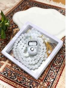 一套99颗6毫米中东阿拉伯祈祷念珠，带电子计数器，适用于（斋月、新年、祈祷、念玫瑰经） - 彩色 - 查看 3