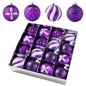 16Pcs Christmas Ball Party Favors, Multi-Item Party Favor Packs For Christmas, Shatterproof Christmas Ball Ornaments Set, Christmas Party Favors Bulk For Christmas Tree Party Holiday Indoor Decor