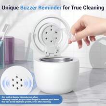 GSYY 2025 Upgraded  Retaineer Machine Deep Clean With Buzzer Alarm Versatile Denture Cleaner 45k Mouth Guard Cleaner Nig Guard Cleaner Dental Cleaning Pod 6 U/V Ligs - 杏色 - 查看 6