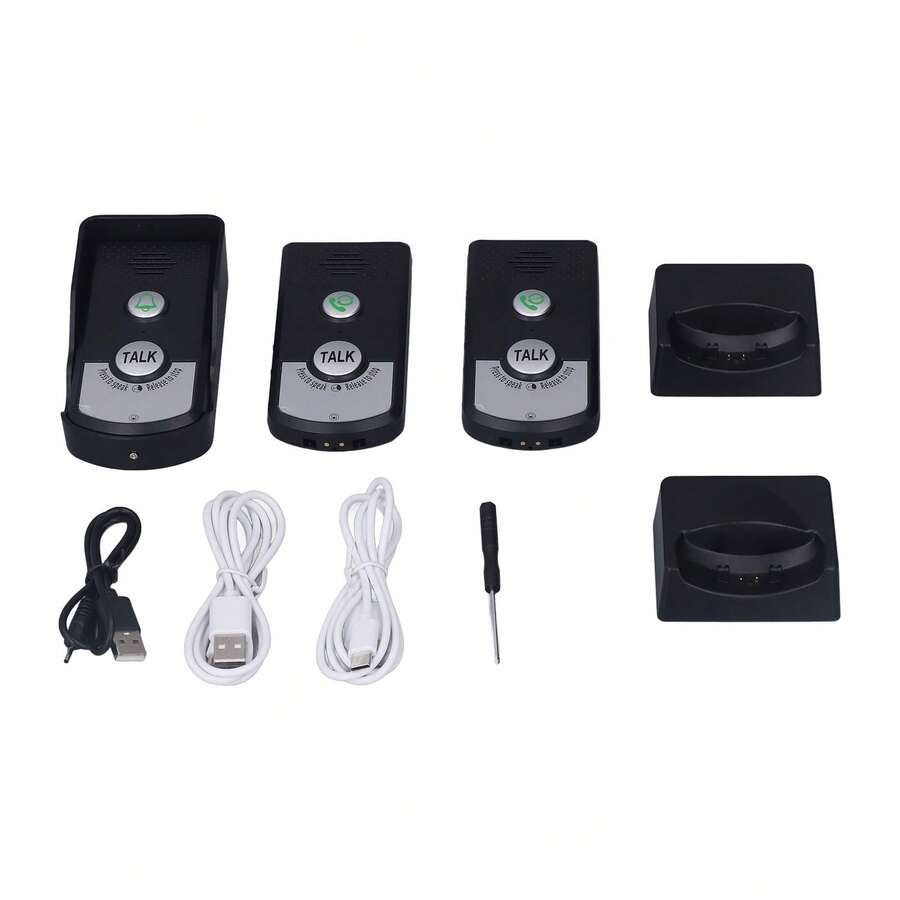 Wireless Intercom Doorbell 1500 Meters 2 Charging Methods Intercomunicador for Home Security - Negro - Ver 1