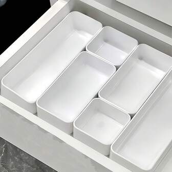 Acrylic Drawer Organizer Set - Made Of Plastic, Suitable For Storing Cosmetics, In The Bathroom, Office, Kitchen, And Bedroom. Transparent Plastic Cosmetic Organizer Set, Stackable Cosmetic Organizers With Dividers, Suitable For Dressing Table Drawers And Desktop Storage.