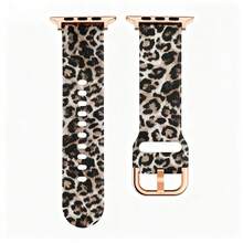 1PC Leopard Print Silicone Watch Band Strap Compatible With Apple Watch 49mm 46mm 45mm 44mm 42mm 41mm 40mm 38mm,Stylish Women's Casual & Elegant Silicone Watchbands Accessories Compatible With IWatch Series 11 SE3 10 9 8 7 6 5 4 3 2 1 Ultra3/2/1,Fashion Watch Strap Compatible With Apple Watch Bands,Ideal For Daily Outfits Outdoor Activities Casual Occasions,Great Birthday Christmas Back To School Gift