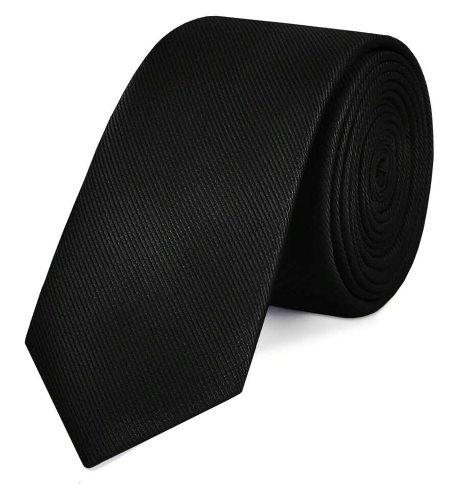 OcioDual Lieferung innerhalb von 24/48 Stunden. Schwarze Herrenkrawatte, moderne Herrenkrawatten, elegante Krawatte mit diagonalem Muster für Hochzeitsanzüge, Business, Feierlichkeiten, Events, Partys, schmale Herrenkrawatten. - Schwarz - Übersicht 1