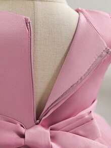 XUMPLO 小女孩优雅刺绣3D立体花朵蕾丝薄纱蓬蓬裙，公主裙，适合表演、节日、生日派对、婚礼、复活节等场合 - 藕粉色 - 查看 7