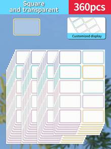 Customized 30/60/120/240/360/480pcs Transparent Waterproof Name Labels - White/Clear/Holographic/Rainbow Customized Stickers, Various Sizes Of Labels, Customizable Text,Office Decor