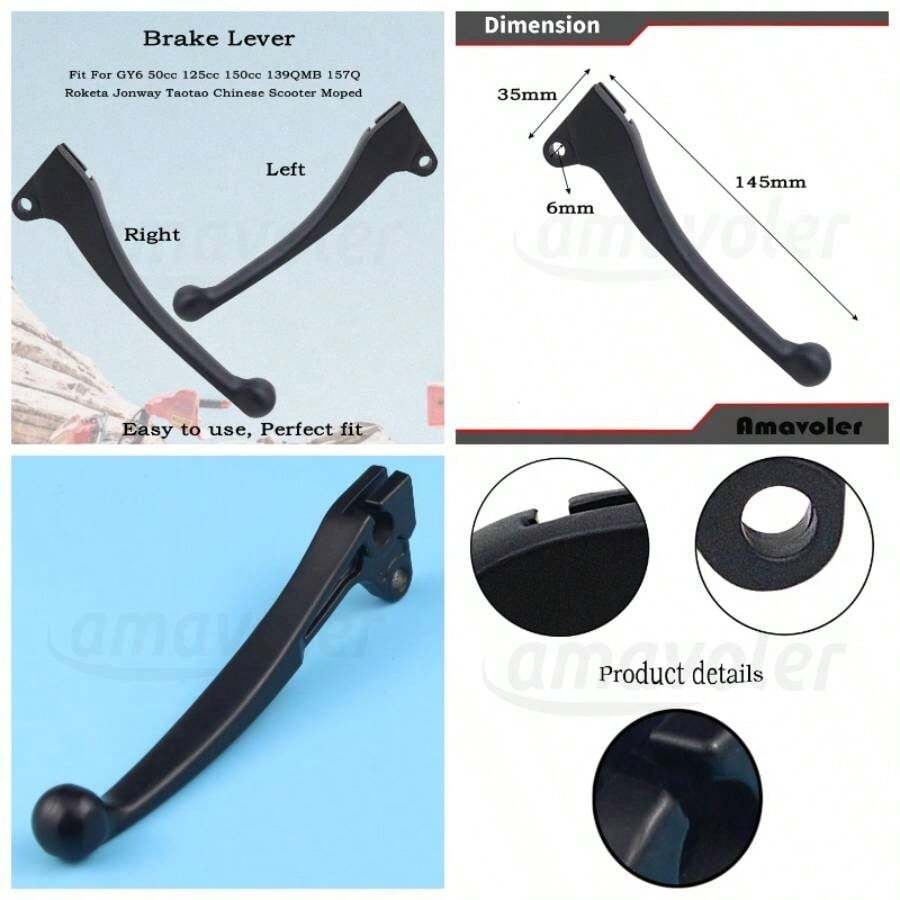 Right Left Brake Lever 1 Pair Parts Fits GY6 50cc 125cc 150cc 139QMB 157Q SSR Taotao Scooter Moped Pit Dirt Bike. - Black - View 1