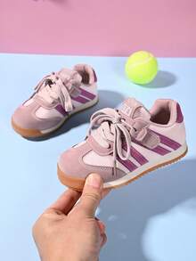 1 Pair Kids Sports Shoes Running Shoes Infant Shoes Baby Sports Shoes Girls Sports Shoes New Autumn Bestselling Shoes Children Anti-Slip Breathable Boys Soft Bottom Student Casual Shoes - Pink - View 1