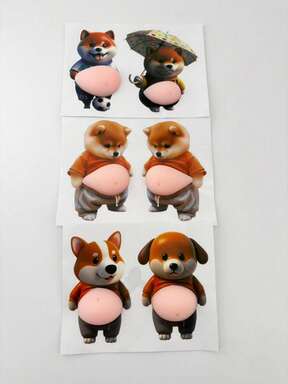 New Creative Pet Dog Squeeze Stress Relief Sticker, Cute Squishable 3D Sticker, Super Soft Silicone Anti-Collision Sticker For Car, Home Decor