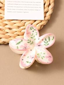 1个女士彩色甜美印花爪夹凌乱发髻发夹，可爱简约日常发饰，女士发爪发夹 - 彩色 - 查看 6