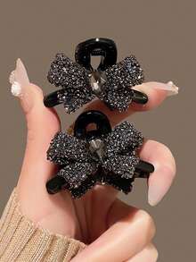 女士水晶花朵合金水钻发夹，优雅奢华发饰，适用于发髻、派对、浪漫装饰，适合日常工作和通勤，发爪夹，发夹，发卡，发圈夹，秋冬季度假装扮，女士优雅爪夹