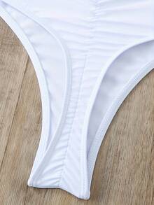 Bộ bikini nữ gợi cảm và thời trang với phần lưng nhún, thích hợp cho kỳ nghỉ xuân/hè, lễ hội âm nhạc, tiệc tùng, kiểu dáng tối giản và đa năng, màu trắng đi biển. - trắng - Xem 3