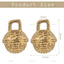 AUEAR, Antique Gold Bells  Brass Bells Vintage Indian Bells Charms Pendants for Pet Bell Dog Collar Bells Crafting Home Door Decor(Paquete de 100 0.433 in) - Multicolor - Ver 3