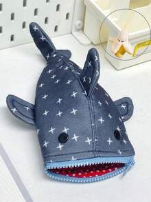 Estuche de lápices de gran capacidad con forma de tiburón, decoración de estrellas, creativo y divertido, bolsa de almacenamiento multifunción