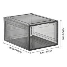 Shoe Storage Boxes, 6 Pack Clear Stackable Shoe Boxes Storage Organizers With Magnetic Door, Fit Up To US Size 13, Plastic Sneaker Containers For High Heels, Boots, And Hats, Transparent Black - Fully transparent magnetic clasp set (6 pieces, black) - 查看 10