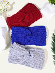 3 piezas Diadema calentadora de orejas de invierno, diadema tejida gruesa para clima frío para niños y adultos, accesorios para el cabello