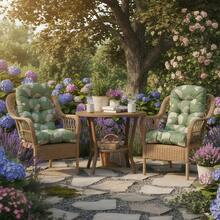 Outdoor Chair Cushion, Rocking Chair Cushions With Ties, High Back Adirondack Cushion Weather Resistant Patio Chair Cushions For Outdoor Furniture - Bạch quả xanh - Xem 9