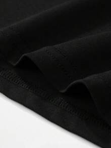 男士时尚简约纯色拉链短袖T恤，夏季 - 黑色 - 查看 5