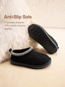 Playful Slip-On Slippers For Kids |,Soft Fuzzy House Shoes For Indoor & Outdoor Play (Toddler To Big Kid) - 黑色 - 查看 7