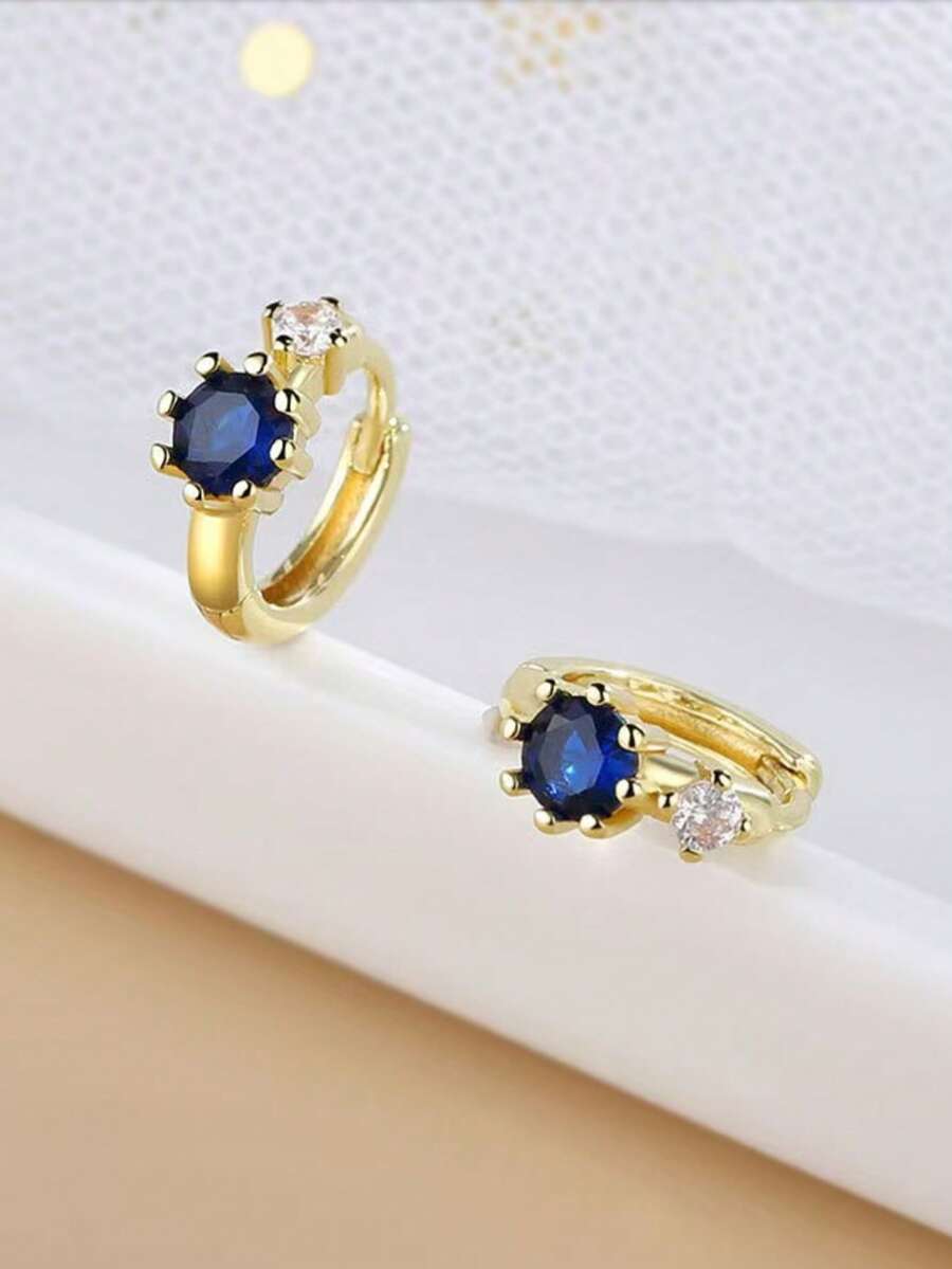 أقراط فاخرة للنساء من البلور الأزرق والأحمر - نحاس بطلاء معدني، مثالية لحفلات الزفاف والمناسبات - الذهبي - مشاهدة 1