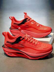 Men's Road Running Shoes - Rubber Sole Cushioned Running Shoes - Suitable For Fitness, Jogging, Casual Wear - Lace-Up Design, Dual-Use For Daily And Sports - Lightweight Shock-Absorbing Shoes, Outdoor Activities, Fashionable Style, Wear-Resistant And Non-Slip, High-Efficiency Training Shoes