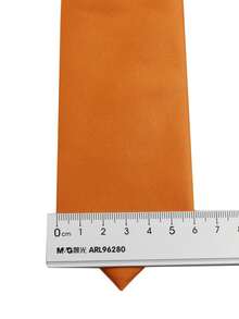 ZLQ&GOU 3pcs Orange Satin Men's Necktie Set, Includes Necktie, Handkerchief, Lapel Flower, 2.4" Width Tie Suitable For Casual Occasions - Orange - View 3