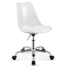 Clear Desk Chair With Swivel Seat & Soft PU Leather Cushion Universal Wheels - default - View 11