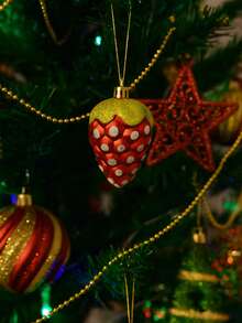 Pingente Árvore Natal Enfeites Decorativos Árvores Arranjos Natalinos Guirlanda Festão Papai Noel - Pinha Colorida 7cm - 6un - Visão 3