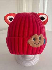 1pcWinter Children's Cartoon Frog Knitted Hat, Cute And Warm, Suitable For Boys And Girls To Wear Out In Autumn And Winter, As Well As For Holidays And Birthday Gifts. - Multicolor - View 5