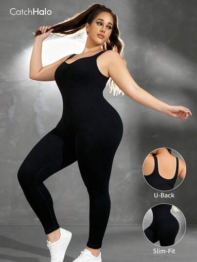 Mono negro sin costuras y ajustado de talla grande, sin relleno, sin mangas, con estiramiento en 4 direcciones, adecuado para yoga, fitness y uso casual