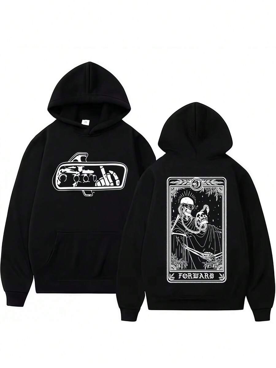 Funny Forward Observations Group Hoodie Unisex Fashion Oversized Streetwear Men Women's Vintage Fleece Cotton Pullover Hoodies - 黑色 - 查看 1