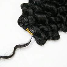 EAYON HAIR Water Wave Crochet Human Hair For Miracle Knots Pre-Seperated Feather Human Crochet Hair 100% Human Hair Extensions Natural Color 14-22 Inch 50 Strands/60G - Natural Black - 查看 6