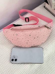 Fashionable Star Decor Fanny Pack, Adjustable Strap, Suitable For Casual Outings To Carry Lipstick, Phone, Coins, Unisex Mini Chest Bag