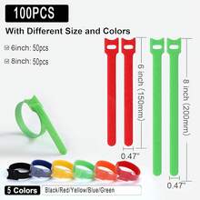 100 Piezas taduras de Cables Reutilizables, Sinchos de Plastico, Organizador de Cables Ajustable, y Bucle de Cuerda para la Gestión de Cables y Organización de Escritorio u Oficina - Color 2 - Ver 4
