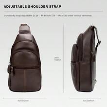Genuine Leather Sling Crossbody BagFashion Chest Casual Shoulder Bag For Men Women Work Travel Cycling HB024 - 棕色 - 查看 3