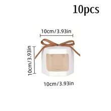 10pcs New Design Window Transparent Ribbon Folding Paper Gift Boxes, Wedding Favor Box, Birthday Party Decoration - White - View 9