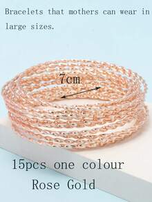 15pcs Minimalist Unique Threaded Stacking Bangle Bracelets - one-size - View 17