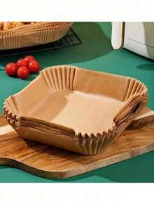 50/100 unidades Láminas para freidora de aire, láminas de papel de hornear cuadradas de 7.5 pulgadas, láminas de papel pergamino desechables para freidora de aire con agujeros, adecuadas para freidoras de aire y vaporizadores de bambú, utensilios de cocina