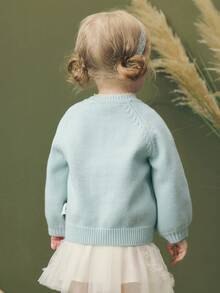 mini bala Áo len cardigan tay dài xinh xắn cho bé gái 2025 mềm mại ấm áp - hồng xanh - Xem 3